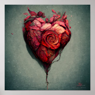 Poster Peinture cardiaque rose