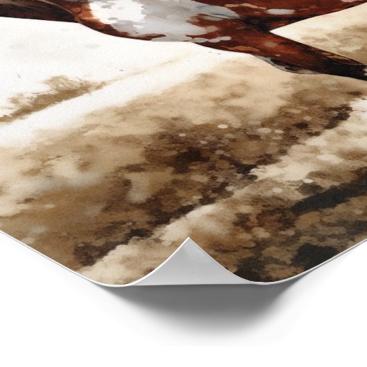 Poster Peinture Cheval Mustang (Coin)