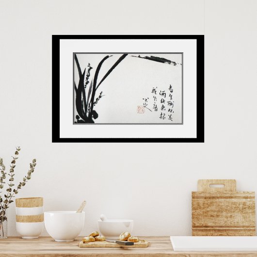 Poster Peinture chinoise ancienne, orchidées (Cuisine)