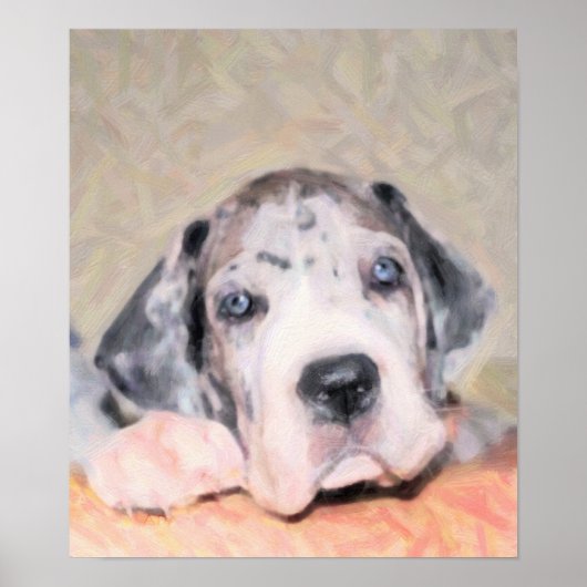 Poster Peinture : chiot Dogue Allemand (Devant)