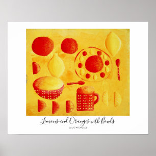 Poster Peinture Citrons et Oranges avec bols