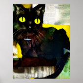 Poster Peinture Collage de chats noirs (Devant)