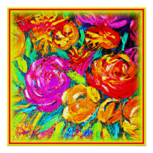 Poster Peinture colorée à l'huile de fleur. Commandez dès