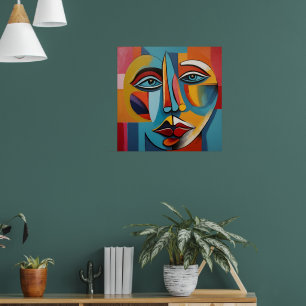 Poster Peinture colorée Abstraite d'un visage