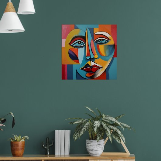 Poster Peinture colorée Abstraite d'un visage (Salon 1)