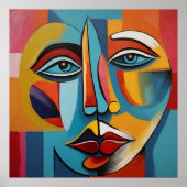 Poster Peinture colorée Abstraite d'un visage (Devant)