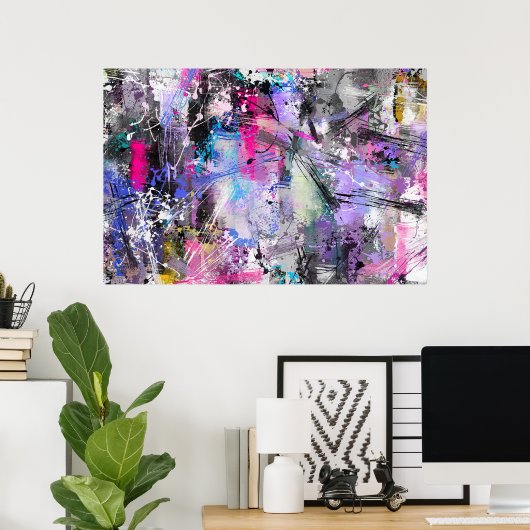 Poster Peinture colorée Grungy Abstraite (Bureau à domicile)
