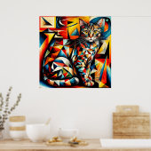 Poster Peinture cubiste abstraite de chat (Cuisine)