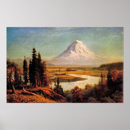 Poster Peinture d'Albert Bierstadt, Mont Rainier, (Devant)