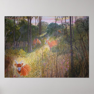 Poster Peinture d'antilopes de bongo