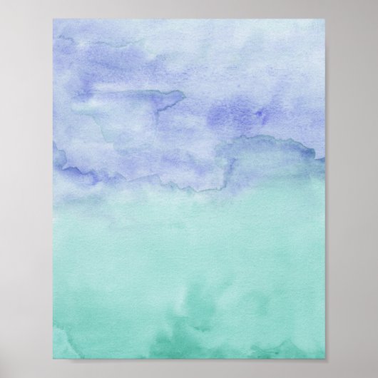 Poster Peinture d'aquarelle Abstraite Aqua Purple Duo (Devant)