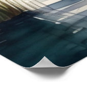 Poster Peinture d'aquarelle Canoe Lake Dock Mountain 5:4 (Coin)