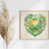 Poster Peinture d'aquarelle Coeur Chakra
