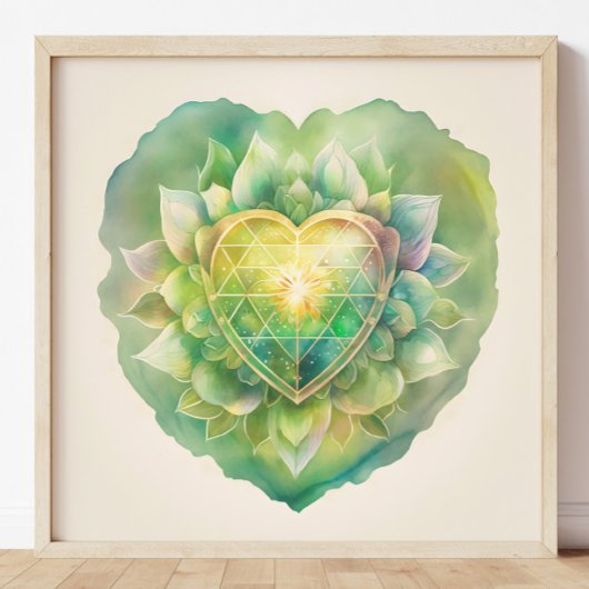 Poster Peinture d'aquarelle Coeur Chakra