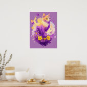 Poster Peinture d'aquarelle de chat mignonne avec la flor (Cuisine)