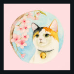 Poster Peinture d'aquarelle japonaise Calico Cat, Pop Art<br><div class="desc">Voici une illustration d'aquarelle d'un chat calico qui regarde et profite de la fleur de cerisier. "Hanami" est une tradition japonaise où les gens fêtent et font la fête sous les cerisiers en fleurs quand ils sont en pleine floraison. Un design sympa pour les amoureux de les chats.</div>
