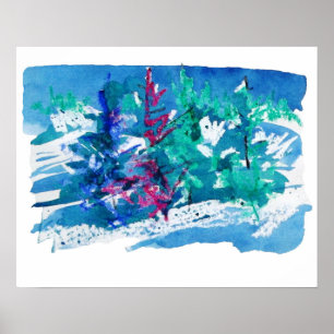 Poster Peinture d'arbres frais d'hiver / Artiste Larry Le