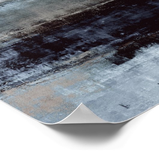 Poster Peinture d'art Abstrait bleu "exagérée" (Coin)