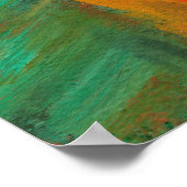Poster Peinture d'art Abstrait Rouge Orange Vert Or (Coin)