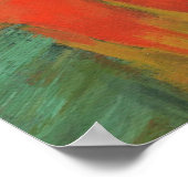 Poster Peinture d'art Abstrait Rouge Orange Vert Or (Coin)