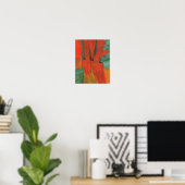 Poster Peinture d'art Abstrait Rouge Orange Vert Or (Bureau à domicile)