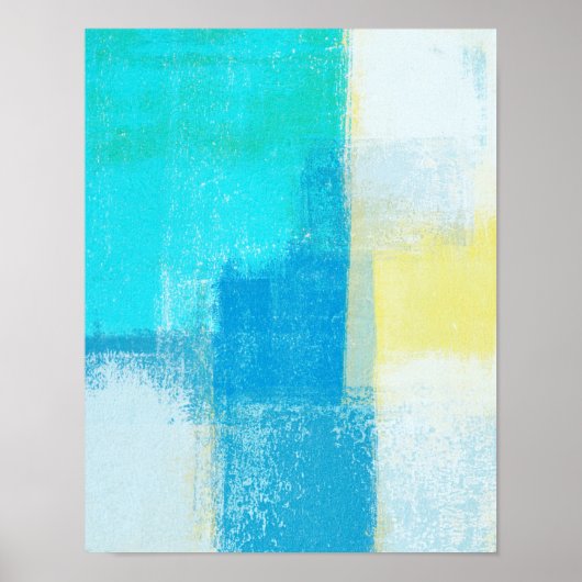 Poster Peinture d'art Abstrait turquoise "profonde" (Devant)