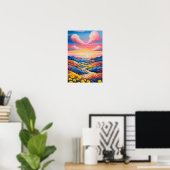 Poster Peinture d'art tournesol sur les collines à roulea (Bureau à domicile)