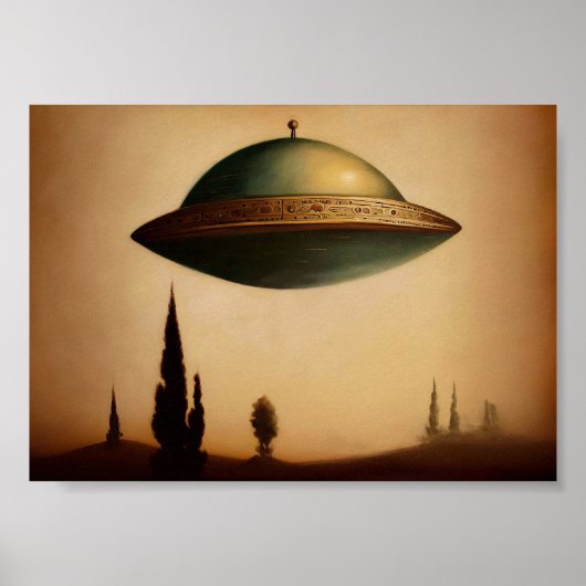 Poster Peinture d'art vintage UFO (Devant)