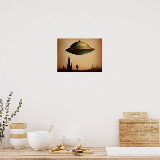 Poster Peinture d'art vintage UFO (Cuisine)