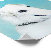 Poster Peinture de Borzoi (Blanc) - Joli Chien d'origine (Coin)