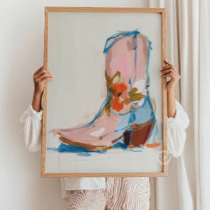 Poster Peinture de bottes de cowgirl pastel western