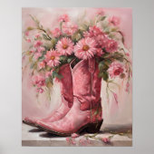Poster Peinture de bottes de cowgirl roses (Devant)