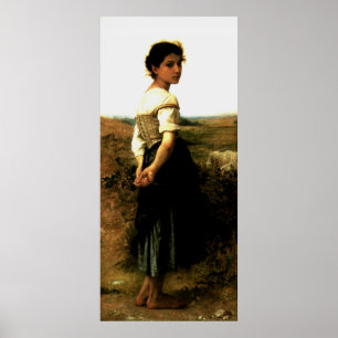 Poster Peinture de Bouguereau en 1895 : La jeune bergère