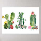 Poster Peinture de cactus aquarelle (Devant)