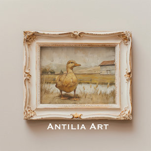 Poster Peinture de canard à étang rustique Country Farmho