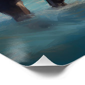 Poster Peinture de Cane Corso faisant du surf sur la plag (Coin)