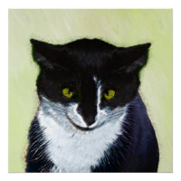 Peinture de chat Tuxedo - Cute Original Cat Art