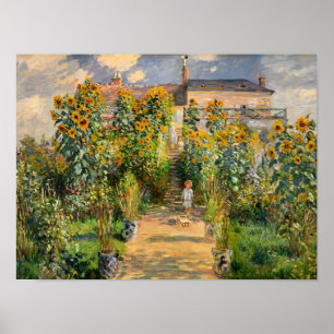 Poster Peinture de chemin de jardin de tournesol
