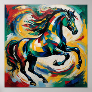 Poster Peinture de cheval abstrait vibrant – Expression c