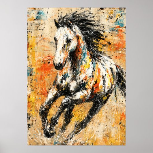 Poster Peinture de cheval expressionniste abstraite dynam (Devant)