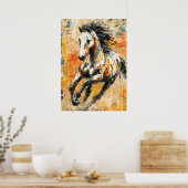 Poster Peinture de cheval expressionniste abstraite dynam (Cuisine)