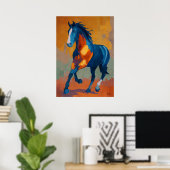 Poster Peinture de cheval impressionniste moderne colorée (Bureau à domicile)