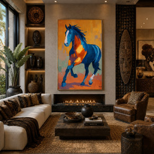 Poster Peinture de cheval impressionniste moderne colorée