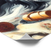 Poster Peinture de chien Papillon vintage (Coin)