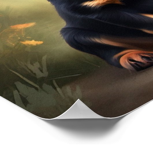 Poster Peinture de chiot Rottweiler (Coin)