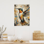 Poster Peinture de colibri expressionniste abstraite mode (Cuisine)