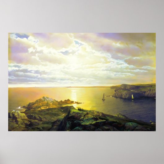 Poster Peinture de coucher de soleil sur la plage (Devant)