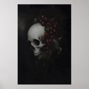 Poster Peinture de crâne gothique sombre Nature morte Van