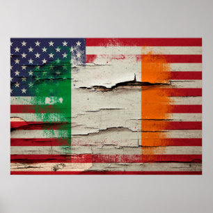 Poster Peinture de craquelures  Drapeau irlandais américa