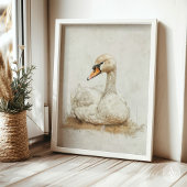 Poster Peinture de cygne solitaire Moody Rustic Bird
